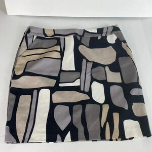 abstract print Eclectic black white grey maximalist skirt with pocket size 10